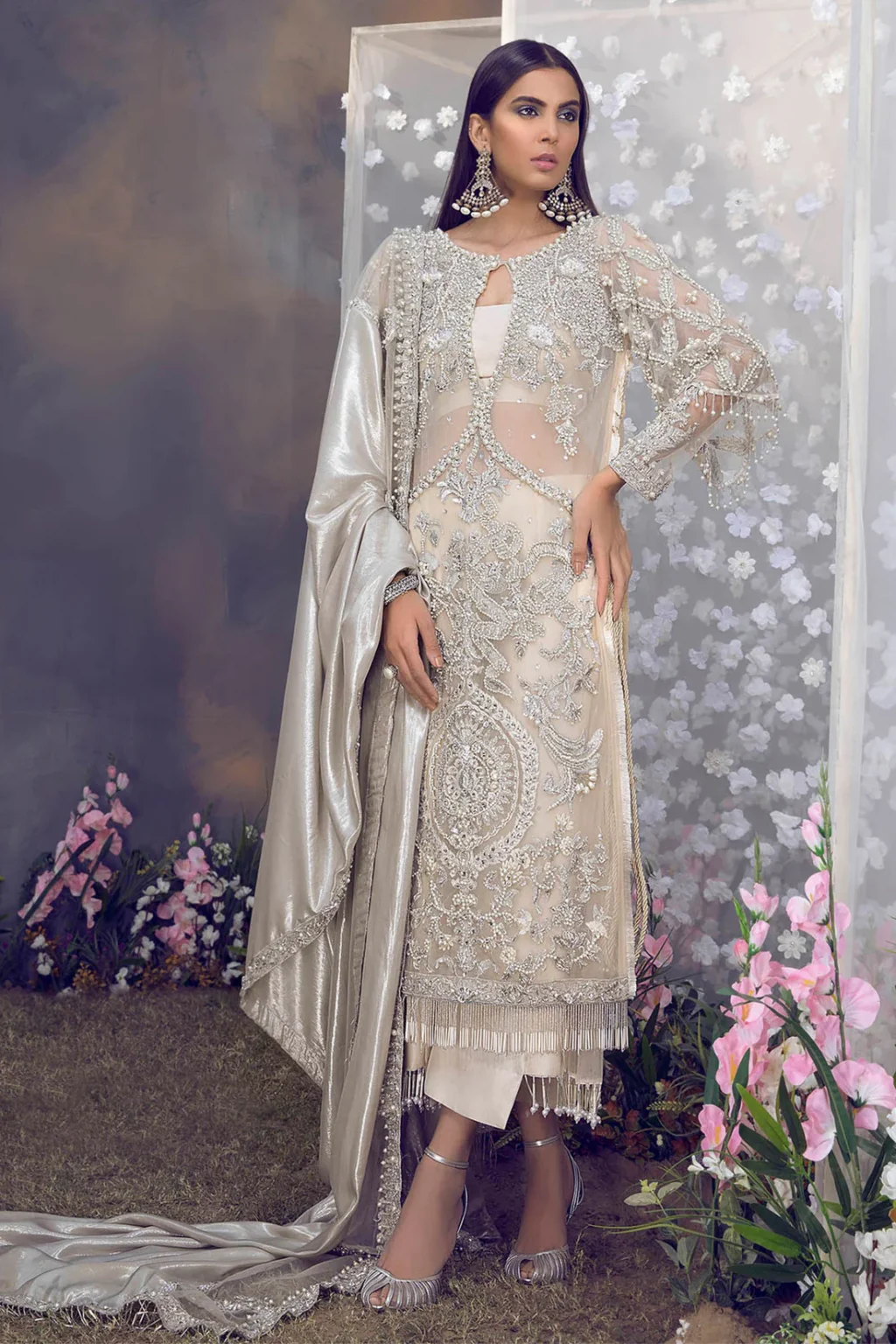 Hand-Sequined Ivory Long Shirt - Image 3