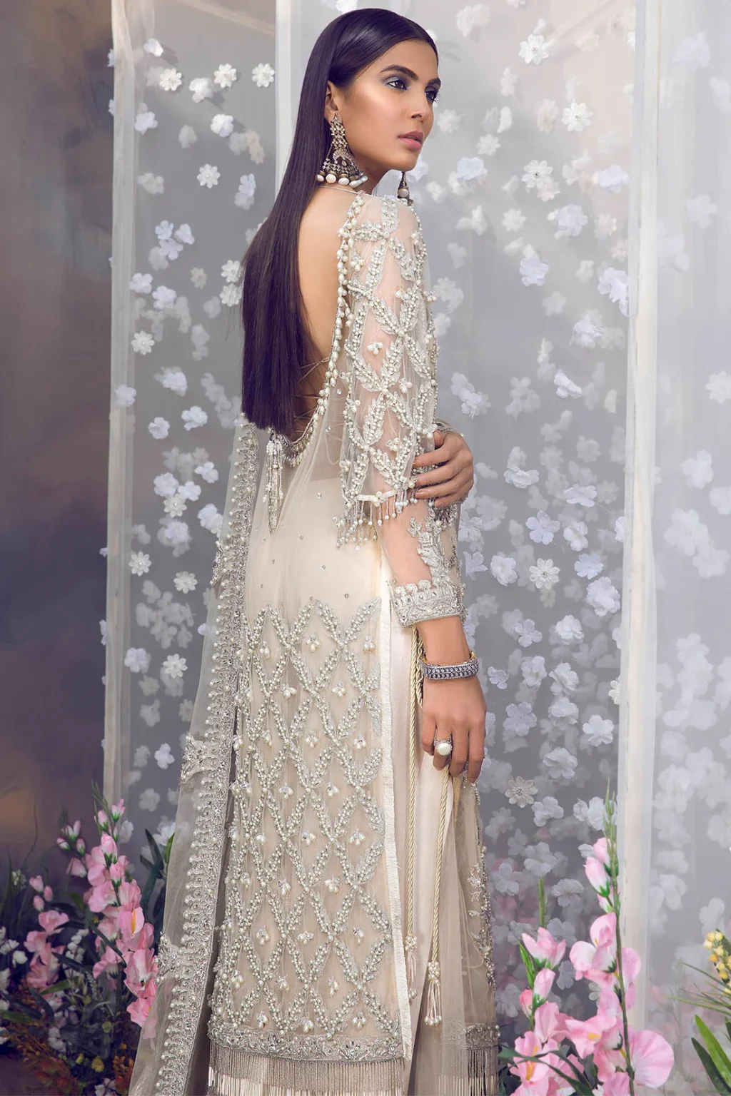 Hand-Sequined Ivory Long Shirt - Image 4