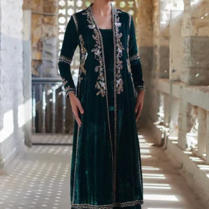 Luxury Purple Pure Velvet Kalidar and Pants Set