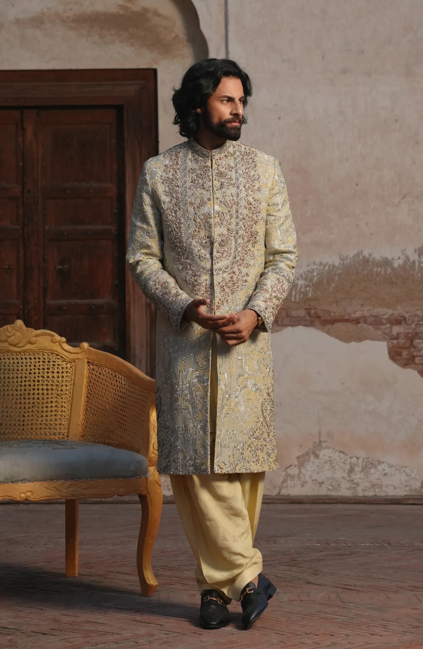 Regal Light Beige Sherwani